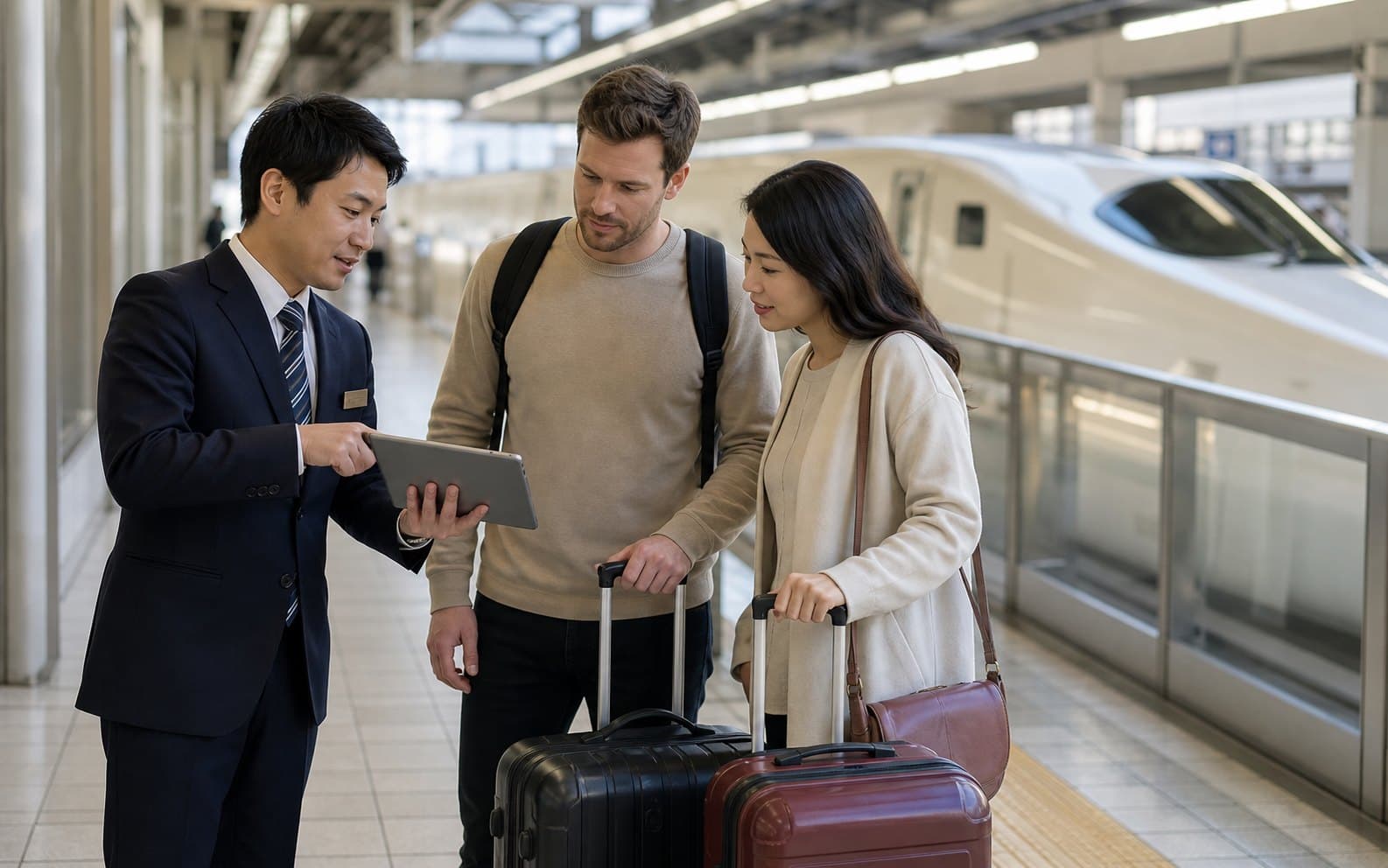 Narita Airport to Kyoto connection assistance at a Shinkansen platform
