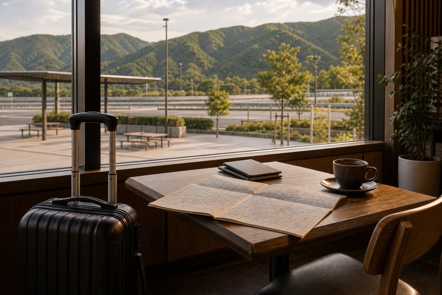 Tokyo to Kyoto long-distance transfer rest stop planning scene