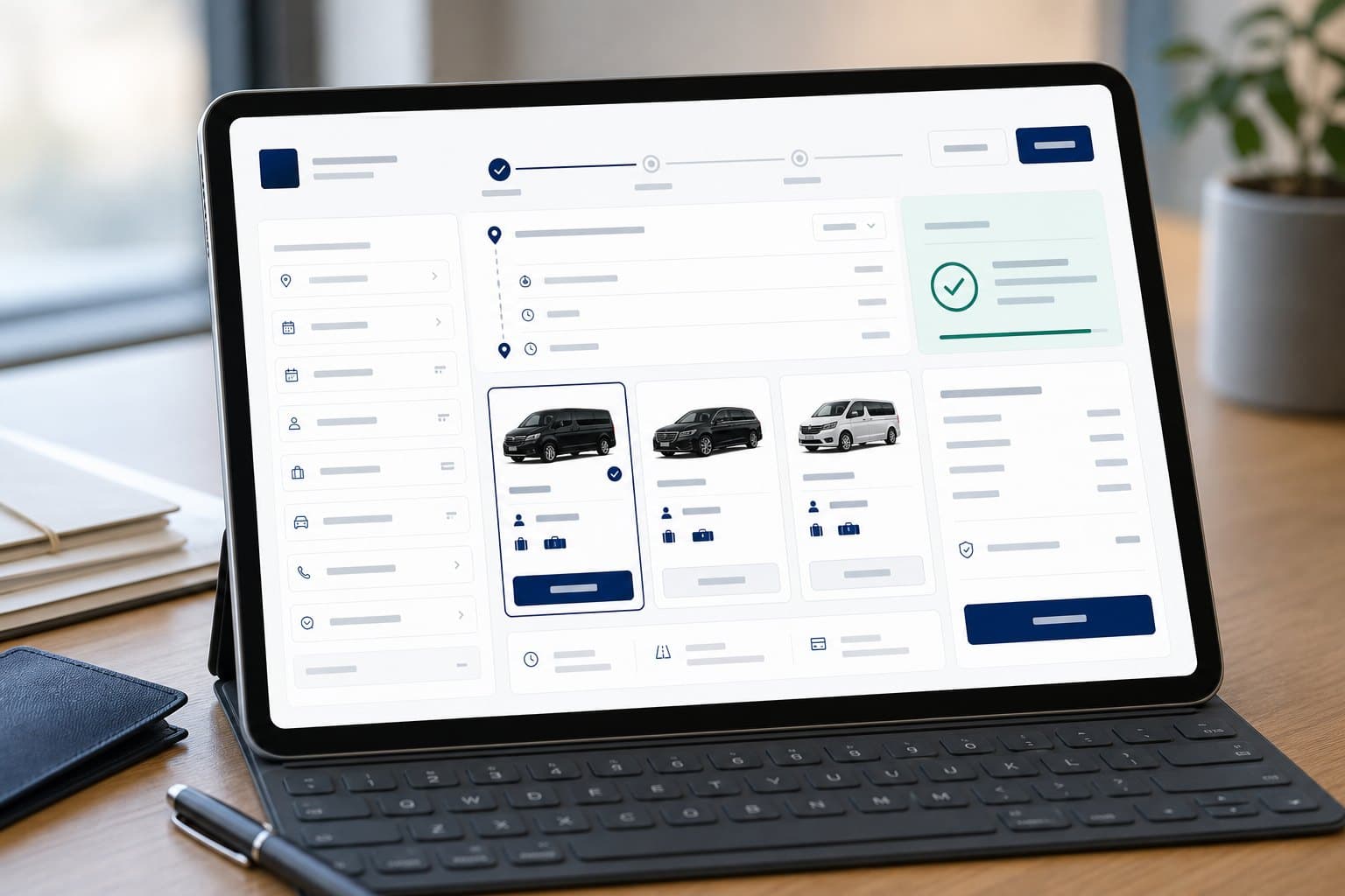 Illustrative private transfer quote confirmation dashboard